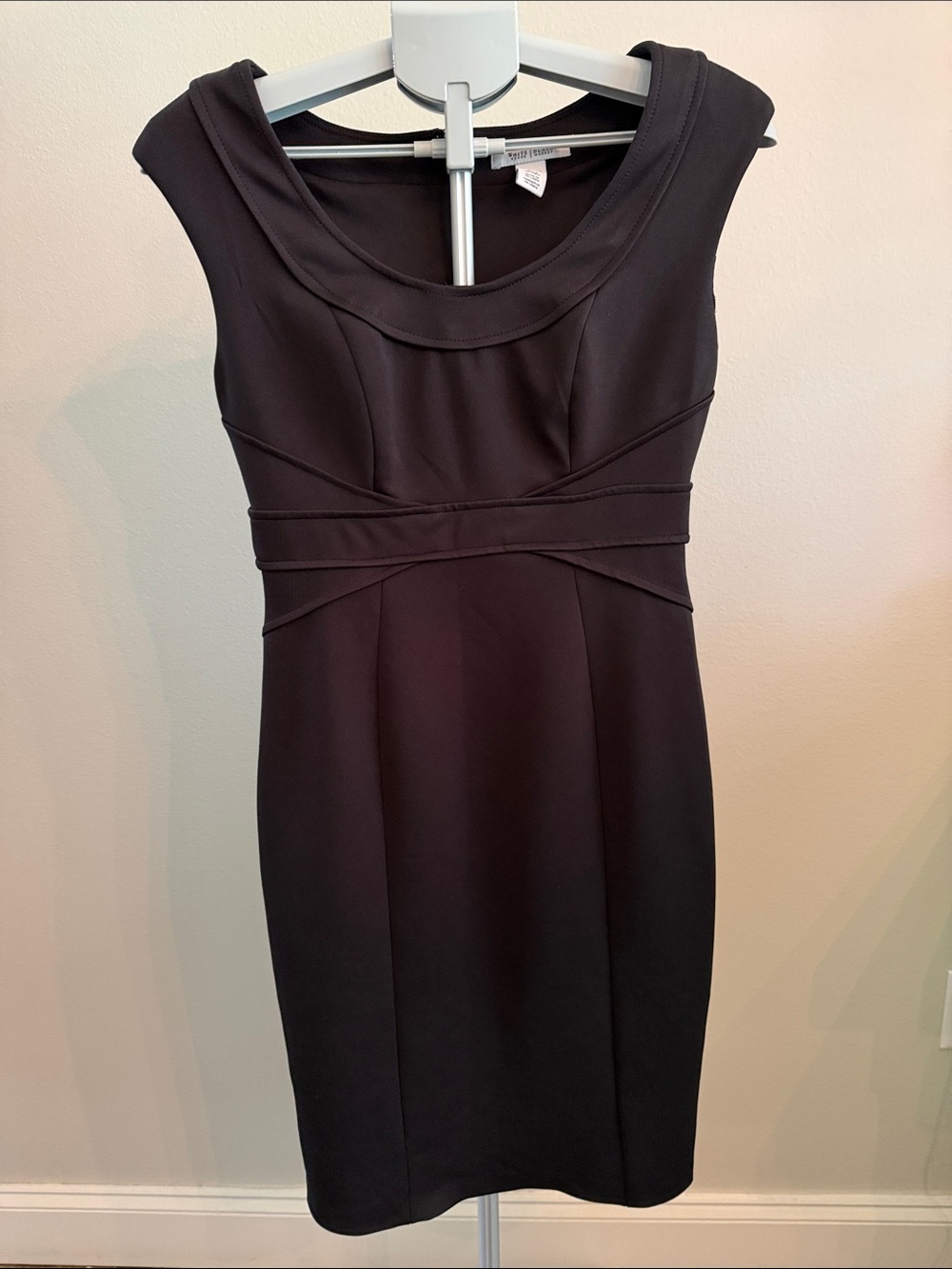 White House Black Market Black Sleeveless Midi Sheath Wiggle Dress